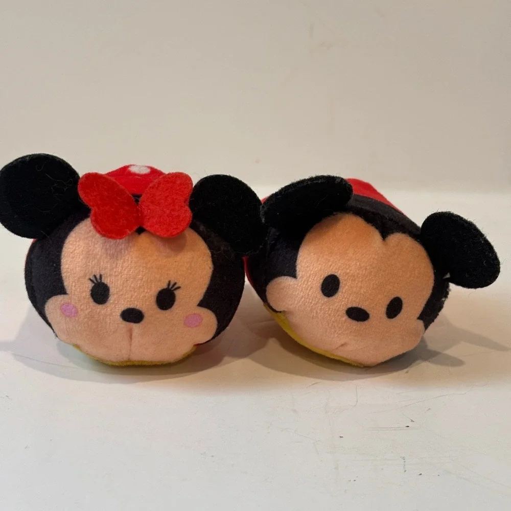 Disney Mickey and Minnie Mouse Tsum Tsum Mini Plush Set Red Black Yellow Pair